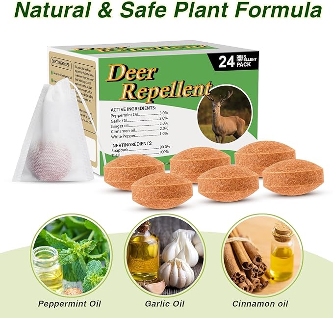 36 Pack Deer Repellent Rabbit Repellent Outdoor Deer Deterrent for Plants Flower Vegetable Tree Deer Rabbit Repeller