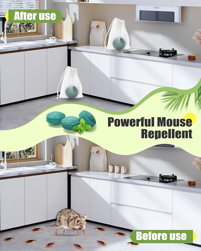 Rodent Repeller 24 Packs Mouse Trap Peppermint Oil Spray for Mice Indoor &amp Outdoor Use Safe for Humans &amp Pets Pest Control Moth Balls Spider Defense Car Engine &amp Home Protection