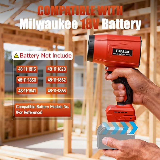 Cordless Leaf Blower Compatible with Milwaukee 18V Battery (Tool Only) 800000 RPM Brushless Turbo Jet Blower up to 60m/s Airflow Lightweight 1.5 lbs Handheld Dust Blower for Patio Lawn &amp Garag