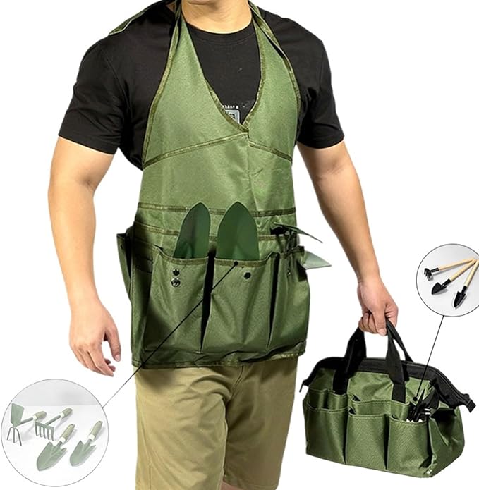 9 Piece Garden Tools Set Gardening Hand Tool with Storage Bag Shovel Multifunctional Garden Weeding Tools Gift for Home Lawn Farm Planting Landscaping Women Men