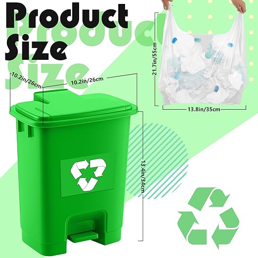 Geiserailie 1 Set Green Compost Bin Kitchen with Foot Pedal and 50 Leakproof Bags Outdoor &amp Kitchen Organic Waste Trash Can for Food Scraps Leaves and Yard Waste (15L)