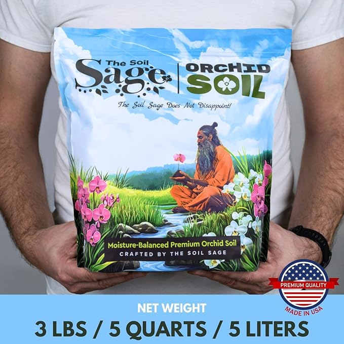 Soil Sage Premium Orchid Potting Mix - 5 qt. U.S.A. Made Orchid Soil Blend with Pine Bark Sphagnum Moss Charcoal Coconut Coir Pumice &amp Mycorrhizae for Healthy Roots - Improved Drainage &amp