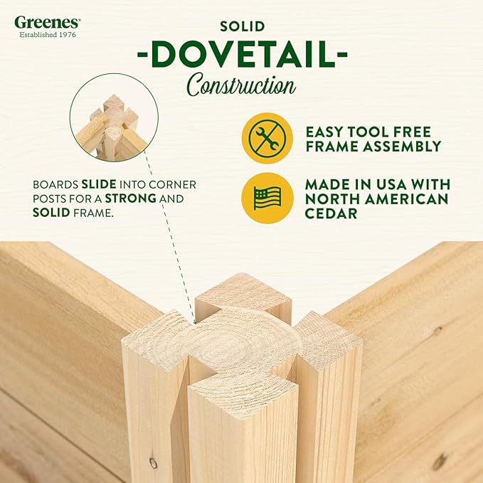 Greenes Fence Premium Cedar Raised Garden Bed 6' x 14' x 10.5 (3/4 Thick) E-Shaped Bed - Made in USA with North American Cedar