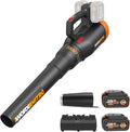 WORX Nitro Cordless Leaf Blower Quiet Electric Blower for Lawn Care with 530 CFM &amp 180 MPH 2 × 4.0 Ah Batteries &amp Charger Included WG581.1