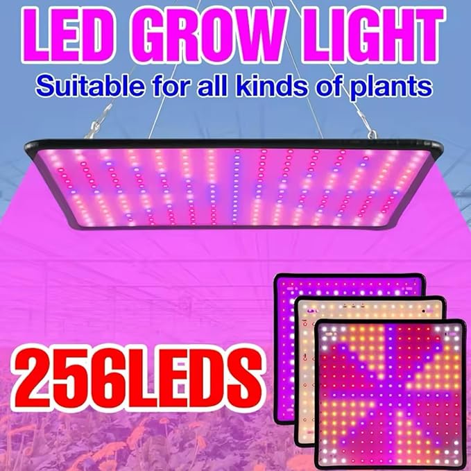 LED Grow Light Full Spectrum Plant Light 256LED Hanging Plant Light for Tent Greenhouse Vegetable Seedlings Hydroponics Seed Germination Flower Grow Light (Style C)