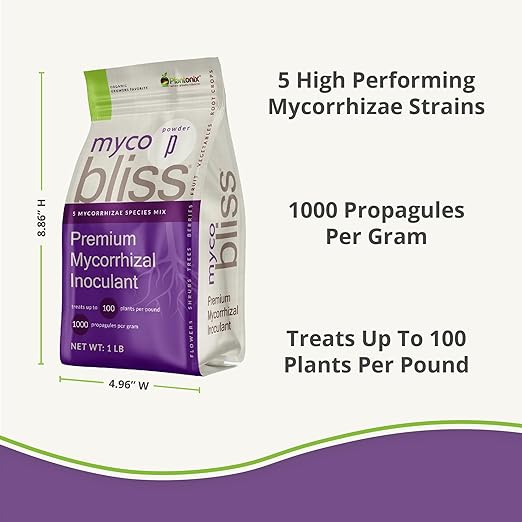 Myco Bliss Powder (20lbs) - Mycorrhizal Fungi for Soil - 5 Strain Mycorrhizal Inoculant with 1000 Propagules Per Gram - Highly Concentrated Mycorrhizae for Plants Potting Soil &amp Garden Soil