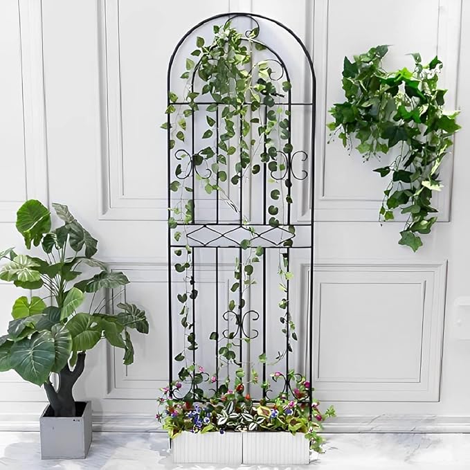 Garden Trellis for Climbing Plants 47.2in×19.7in&amp1PCRustproof Sturdy Black Iron Plant Support for Lawn Garden Backyard Flower(Size:180cm/70.9in)