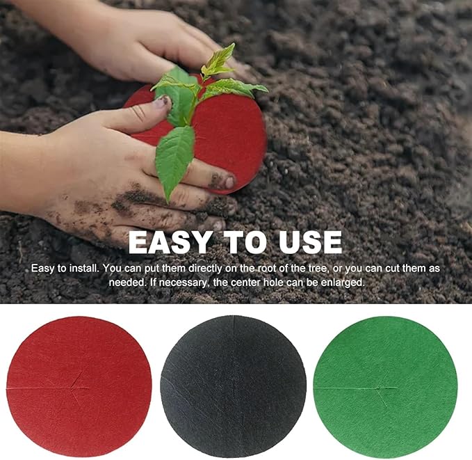 Non Woven Tree Mulch 20pcs Non-Woven Tree Mulch Ring Tree Protector Mat Reusable Tree Weed Barrier Mat for Weed Control Root Protection(Green)