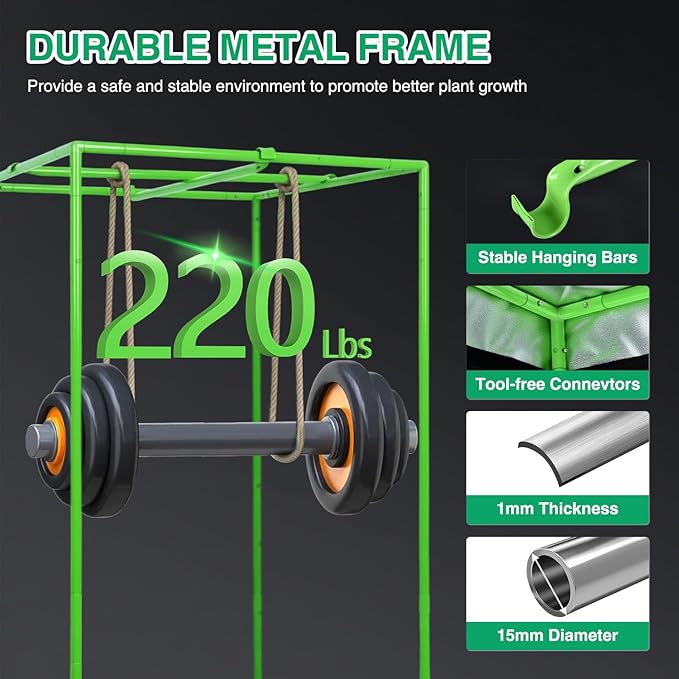 Yesker 4x4 Grow Tent 48x48x80 High Reflective Mylar Indoor Growing Tents 600D Oxford Cloth with Observation Window and Removable Floor Tray for Hydroponics Indoor Plants Fruit Flower Veg Growing