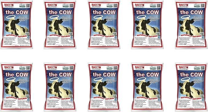 Michigan Peat Baccto 1640 Wholly Cow Horticultural Compost and Manure for Soil Amendment Lawn Care Garden Beds and More 40 Quart Bag (10 Pack)