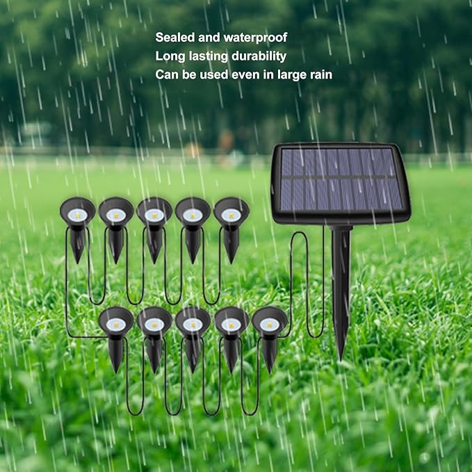 Solar Spot Lights Outdoor Water Proof LED Landscape Spotlights for Outside Garden Yard Landscape Pathway Pond Decoration (White Light)