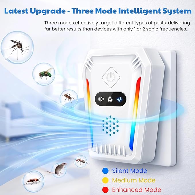 2026 Upgraded Ultrasonic Pest Repeller for Indoor Use Plug-in Device for Mice Rats Roaches Ants Spiders &amp Insects Home Ultrasonic Repellent with 3 Working Modes