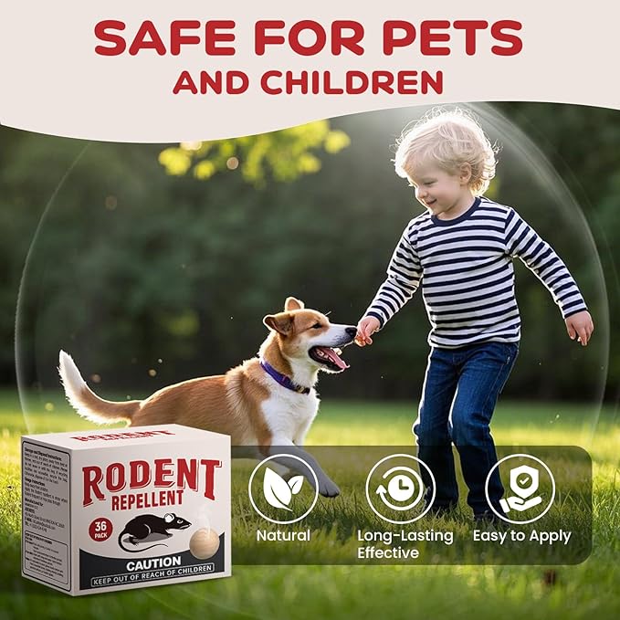 Rodent Repellent 34 Balls Mouse Repellent Indoor for House Car &amp Garage – Safe &amp Natural Peppermint Oil Moth Balls for Rodents Rat &amp Mice Repellent for Home Office &amp Outdoors