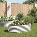Raised Garden Bed 63 x 31.5 x 17.3 Galvanized Steel Silver Outdoor Elevated Planter Box for Vegetables Flowers Herbs and More