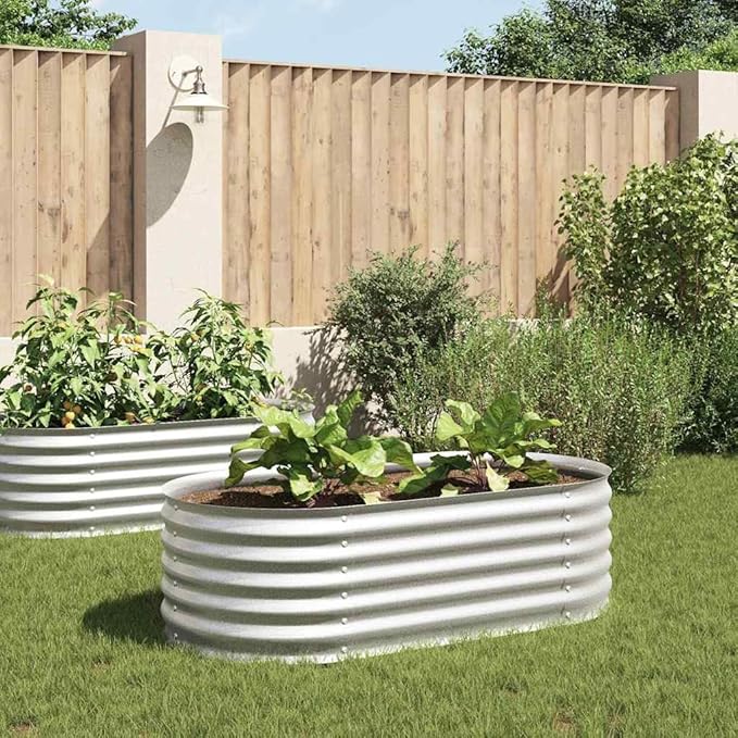 Galvanized Steel Garden Raised Bed: Large Outdoor Metal Planter Box for Vegetables Herbs Flowers - Durable Silver Steel for Outdoor Use