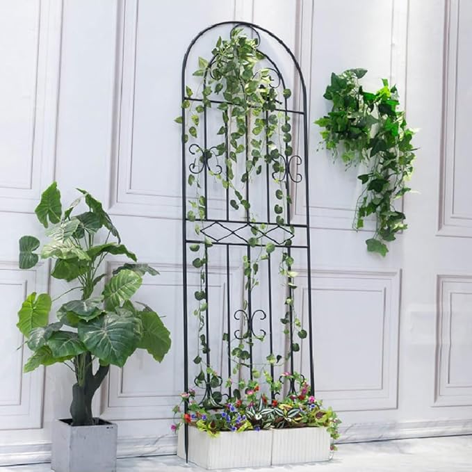 Garden Trellis 1 Pack Large Size Heavy Duty Rustproof Wall Trellis For Climbing Plants Outdoor Metal Decoration Large Trellis For Potted Plants Support Trellis For Roses Vegetable Vines Black(Color:Bl