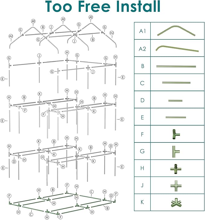 Twira Greenhouse for Outdoors 48 x 73.2 x 74.8 Walk in Plant Greenhouses Heavy Duty with Thicken PE Cover 3 Tiers 8 Shelves Greenhouse Plastic Portable Green House for Outside Patio Gardening