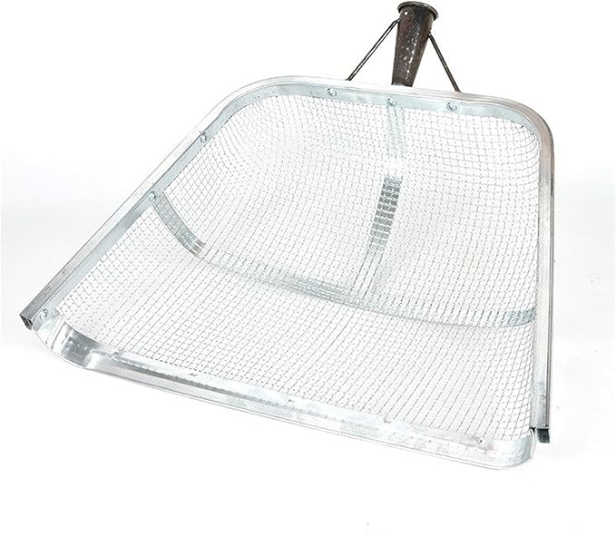 Stainless Steel Soil Sieve Large Stainl Steel Soil Leaching Tool Farm Work Iron Ovel Sieve Sand Filter Screen Corn Garden Tools(Screen-mesh 0.8x0.8cm)
