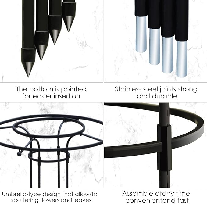 Umbrella Trellis TowerUmbrella Trellis Garden Rustproof Trellis Metal Vine Plant Support Trellis Vertical Umbrella Garden Trellis Tower for Potted Plant Support Decorative Vegetables Flowers Vine