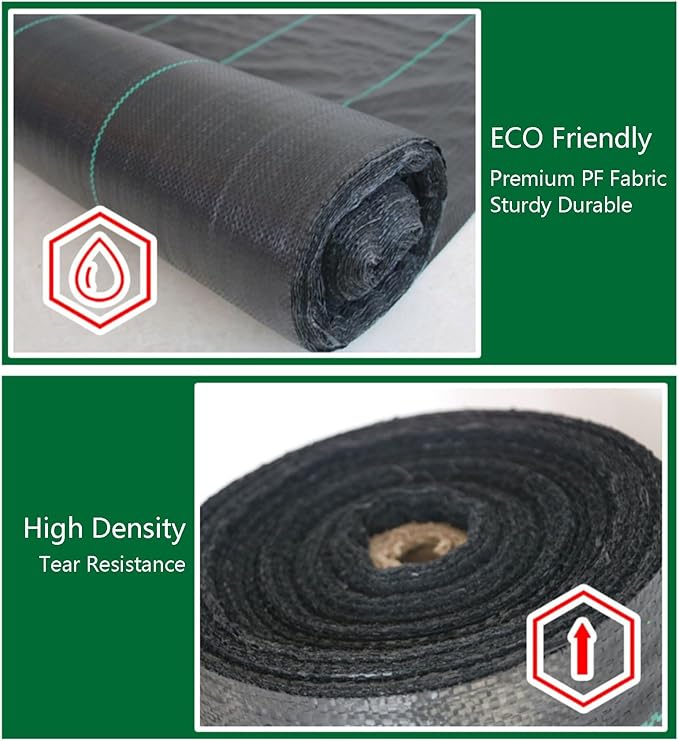 Weed Control Membrane UV Stabilised Weed Barrier Fabric Porous Landscape Fabric Trimmable Black Woven Roll Perfect for Gardens Patios Flower Beds(1 * 100m)