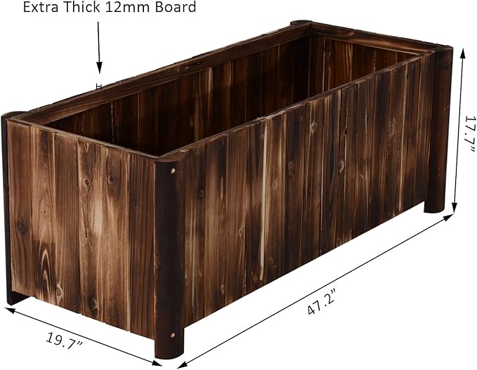Outsunny 48 x 20 x 18 Raised Garden Bed Raised Planter Box Wooden Planter Raised Bed with Drainage Gaps &amp Lightweight Build Natural Wood