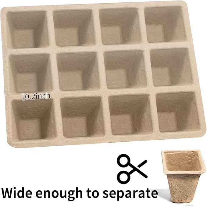 SYITCUN 480 Cells Seed Starter Tray 40 Pack Biodegradable Seed Starter Kit Peat Pots for Seedlings with 400 Plant Labels 2 Seed Planting Tool and 1 Spray Bottle