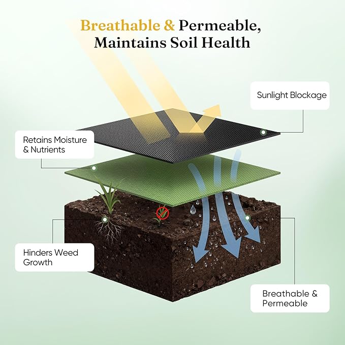 Weed Barrier Fabric Heavy-Duty Non-Woven Breathable &amp Permeable No-Fraying &amp Easy to Cut and Install Landscape Fabric for Vegetable Garden Flower Beds 4 ft x 50ft 1 Pack