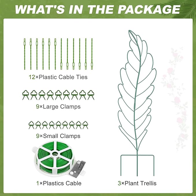 3 Pack 59x16in Metal Garden Trellis for Climbing Plants Large Trellis for Climbing Plants Outdoor Roses Vegetables Vines Flowers Support Large Decorative Outdoor Trellis
