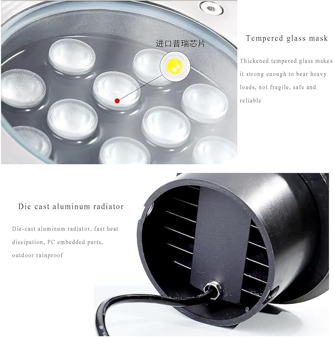 LED Underground Spotlight 12V IP66 Waterproof Recessed Floor Lamp Low Voltage Garden Light (Yellow 48W Green 12W)