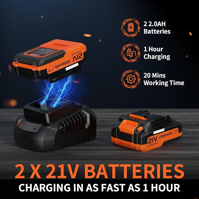 LEAPUL Leaf Blower Cordless 21V Electric Leaf Blower with 2×2.0Ah Batteries &amp 1 Fast Charger Lightweight Battery Powered Blower for Lawn Care Patio Cleaning
