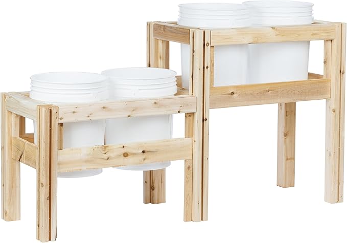 Greenes Fence Two-Tiers Four Bucket Elevated Cedar Wood Garden Frame 54 in. x 16 in. x 30 in. - Made in USA with North American Cedar