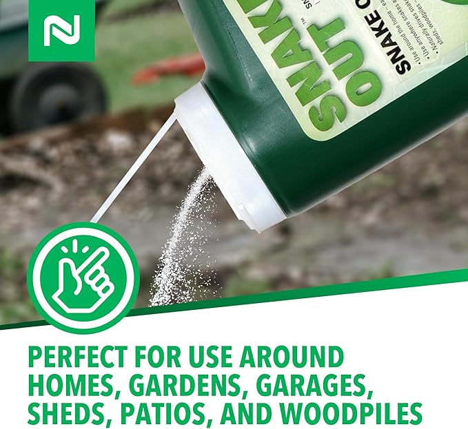 Nisus Snake Out Snake Repellent Biodegradable Safe for Pets and Children Easy Application for Yards Gardens and Sheds 4 lbs