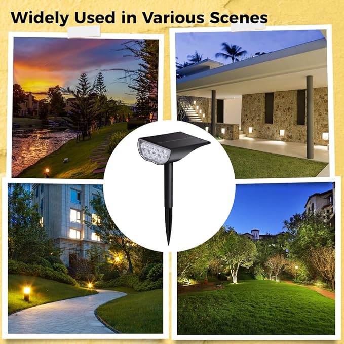 Set of 4 Solar Spotlights for Outdoor Gardens Color-Changing Led Lights with Remote Control Waterproof Landscape Lighting