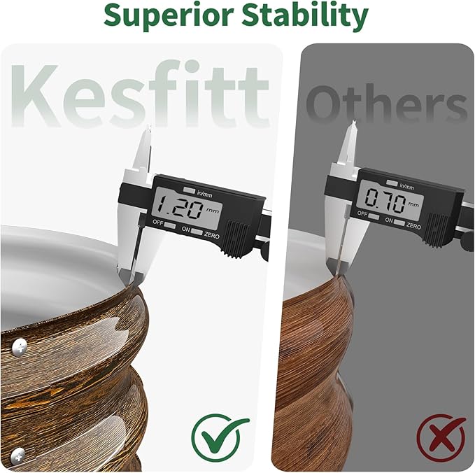 Kesfitt Round Metal Raised Garden Bed 2x2x1 FT 12-Inch Deep Galvanized Steel Garden Bed with Open Bottom for Vegetables &amp Herbs Walnut Finish 3 Pack