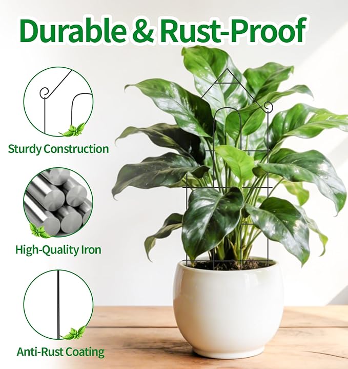 32 Plant Trellis 6 Pack Metal Garden Trellis for Potted Plants Indoor/Outdoor Rust-Proof Sturdy Steel Trellis for Climbing Plants Monstera Tomatoes Cucumbers