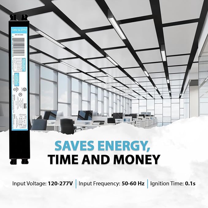 ICN2P32N 120-277V 50-60Hz Input Frequency Solid Wire Type Instant Start Centium Electronic Fluorescent Ballast for 2 F32T8 Lamp Type Indoor/Outdoor Use with Automatic Restart Ballast Box