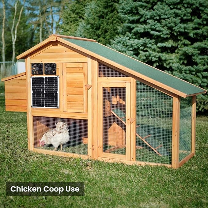 SUNYIMA 12W Solar Fan IP65 Waterproof Solar Exhaust Fan for Chicken Coops Greenhouses Sheds Pet Houses &amp Window Venting (Dual Fan)