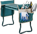 Smartxchoices 8 Wide Garden Kneeler Seat Folding Garden Bench Stool with Two Tool Multi-use Pouches Heavy Duty Yard Gardening Chair with Soft Kneeling Pad Green