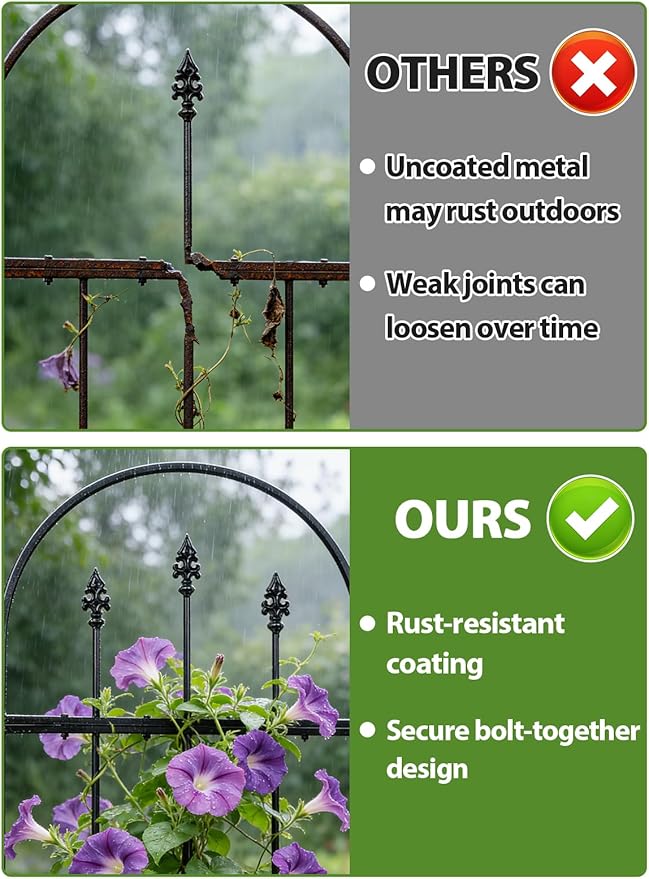 2 Pcs Garden Trellis for Climbing Plants Outdoor - 47'' H x 15.7'' W Rustproof Plant Metal Support Wire Decorative Lattice Panels for Climbing Vine Rose Ivy Cucumbers Flowers