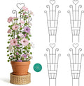 Trellis for Climbing Plants Indoor 4 Pack 31'' Metal Plant Trellis Indoor for Potted Plants Sturdy Plant Support Outdoor for Ivy Pothos Monstera Hoya Flower Vine Heart Shape
