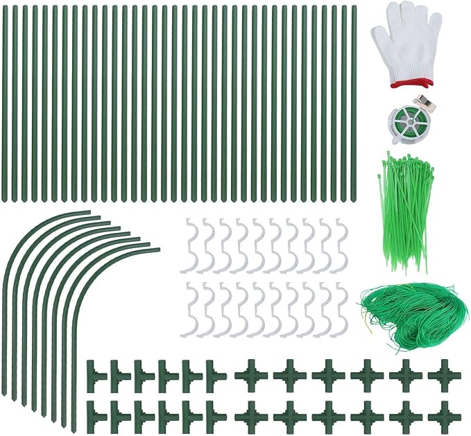 Garden Trellis Support for Raised Beds with U Shape Frame Plastic Coated Steel Construction for Climbing Vegetables and Flowers