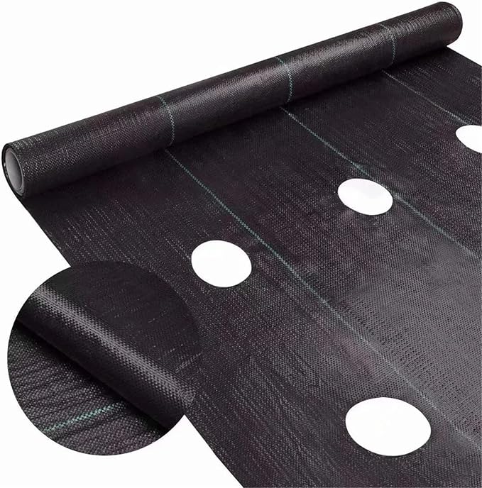 Weed Barrier Fabric 3 Ft. X 12 0 Oz. Weed Block for Raised Bed Outdoor Garden Rugs Mat Planting Hole 4 in. Dia