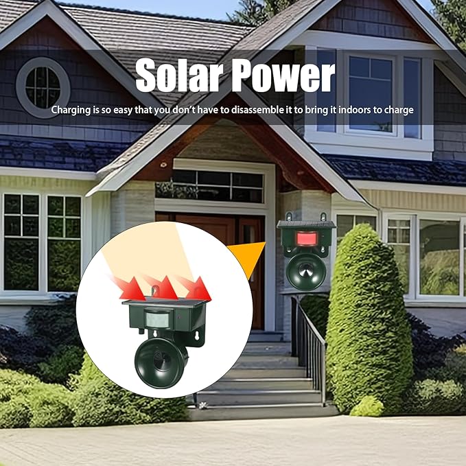 2026 Ultrasonic Bird Repeller Solar Powered Bird Deterrents Bird Repellent Devices Outdoor with IP65 Waterproof Woodpecker Deterrent for House Pigeon Repellent Devices for Balconies Patio Garden Farm