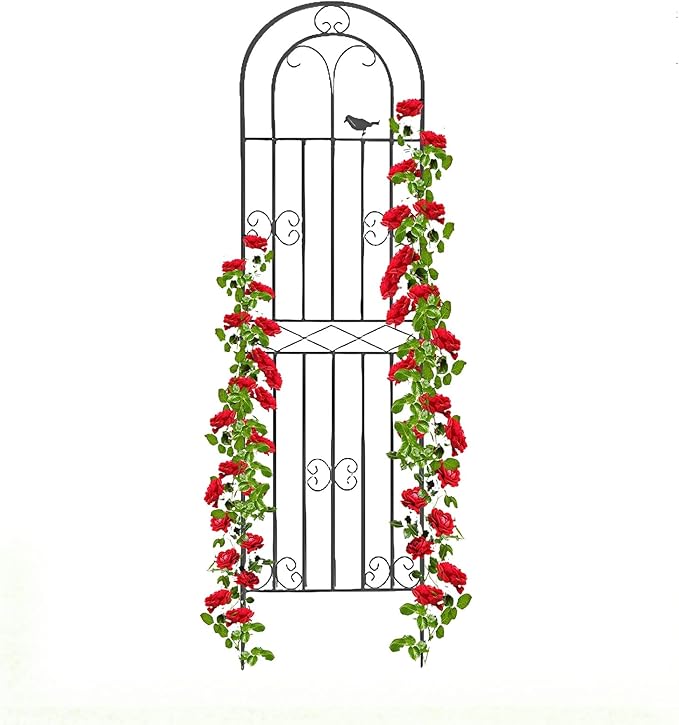 Black Iron Garden Trellis Climbing Plant Trellis Freestanding Metal Fence Screen Plant Trellis Metal Garden Climbing Frame 71x20″ Suitable for All Types of Climbing Plants (Color : Black Size