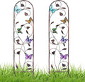 aboxoo Set of 2 Packs Butterfly Metal Garden Trellis for Climbing PlantsOutdoor Decorative Flowers Arch Fence Trellis for Outdoor PatioGardenLawnYardBackyardWall Brackets60'' H x 11'' W
