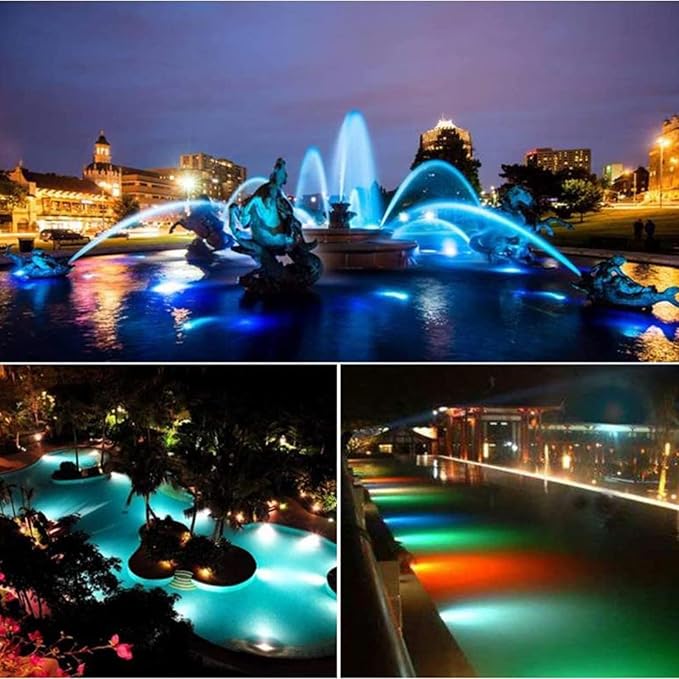 LED Ring Fountain Light - Submersible IP68 Waterproof Stainless Steel Spotlight for Fountain/Landscape Decoration 24V Middle Hole Pool Lights