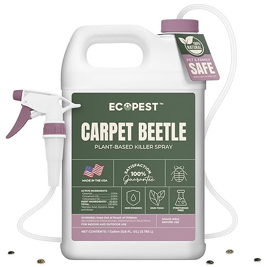 Carpet Beetle Spray – Natural Plant-Based Killer for Carpet Beetles Larvae &amp Eggs | Fabric &amp Furniture-Safe Home Treatment for Indoor Use | Child &amp Pet Safe Low Odor Eco-Friendly (128