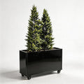 Modern Metal Planter Box Large Rectangular Planter for Outdoor Plants - Heavy Duty Tall Planter Box with Lockable Wheels Outdoor Planter for Porch/Patio/Garden (Black 38x12x24.5)