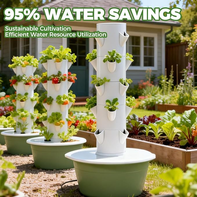 Hydroponic Garden Auto Water Circulation 5Tier 20Cells 30L Tank Space Saving Hydroponic Planter for PepperLettuceLeafy GreensWheatgrass Green-IndoorWithLEDLight