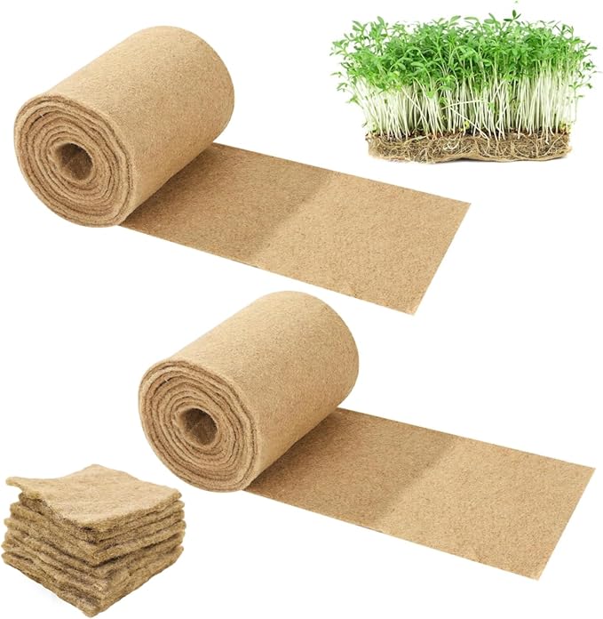 Vexillum Jute Microgreen Growing Mat Roll 2-Pack (5 x 197) – Natural Grow Pad for Microgreens Seed Sprouting &amp Hydroponic Trays